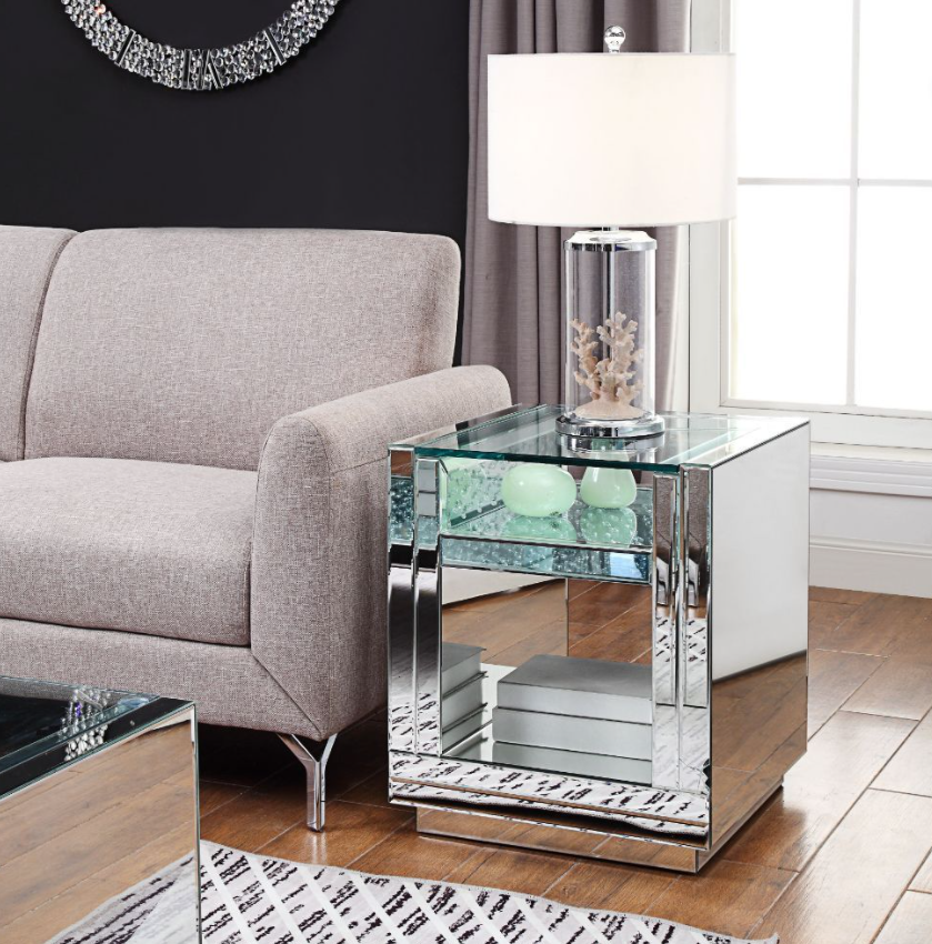 Nysa Glam Mirrored End Table - ACME 81472