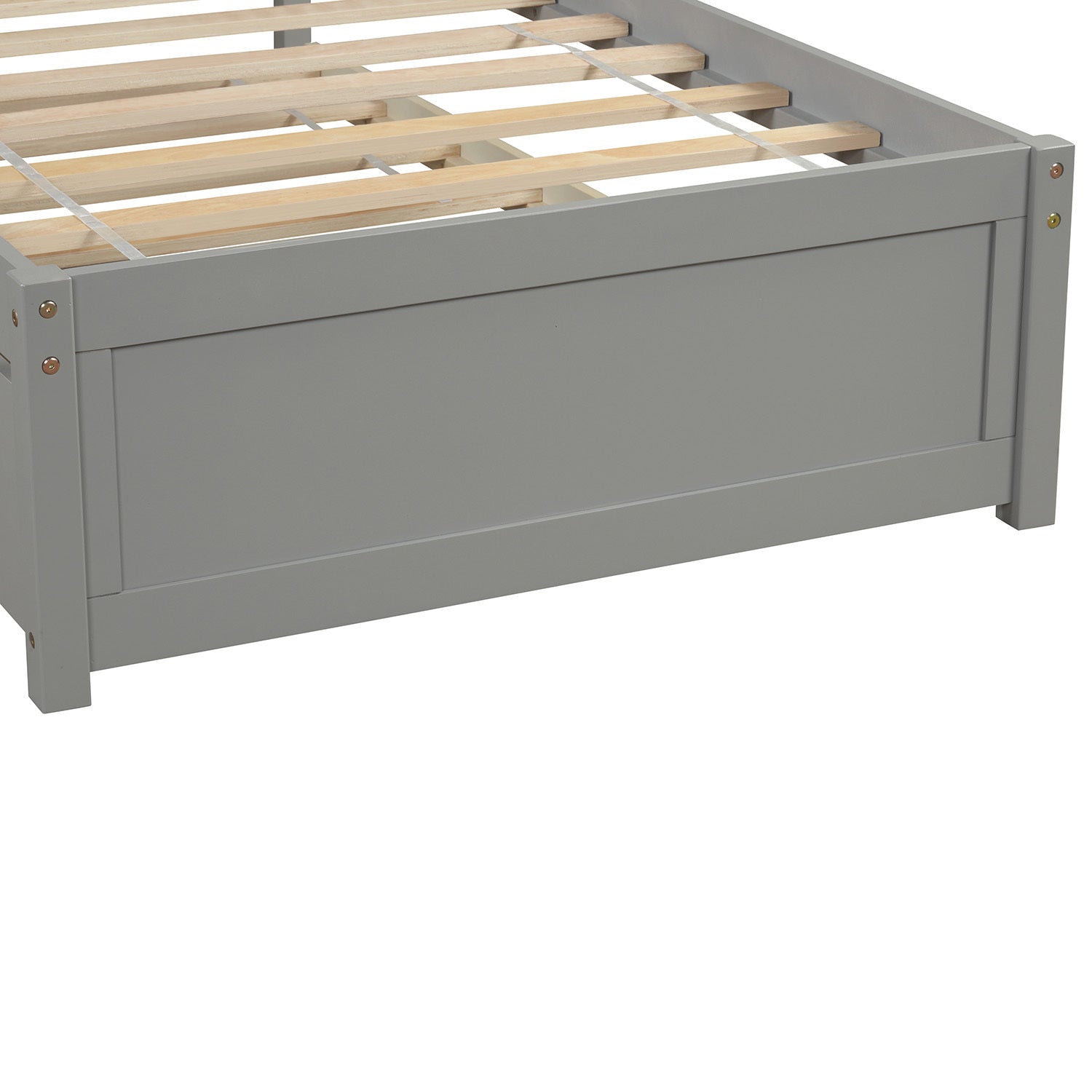 Twin size Platform Bed Wood Bed Frame with Trundle, Gray