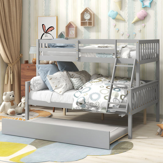Inspirit Twin over Full Bunk Bed with Trundle - Gray