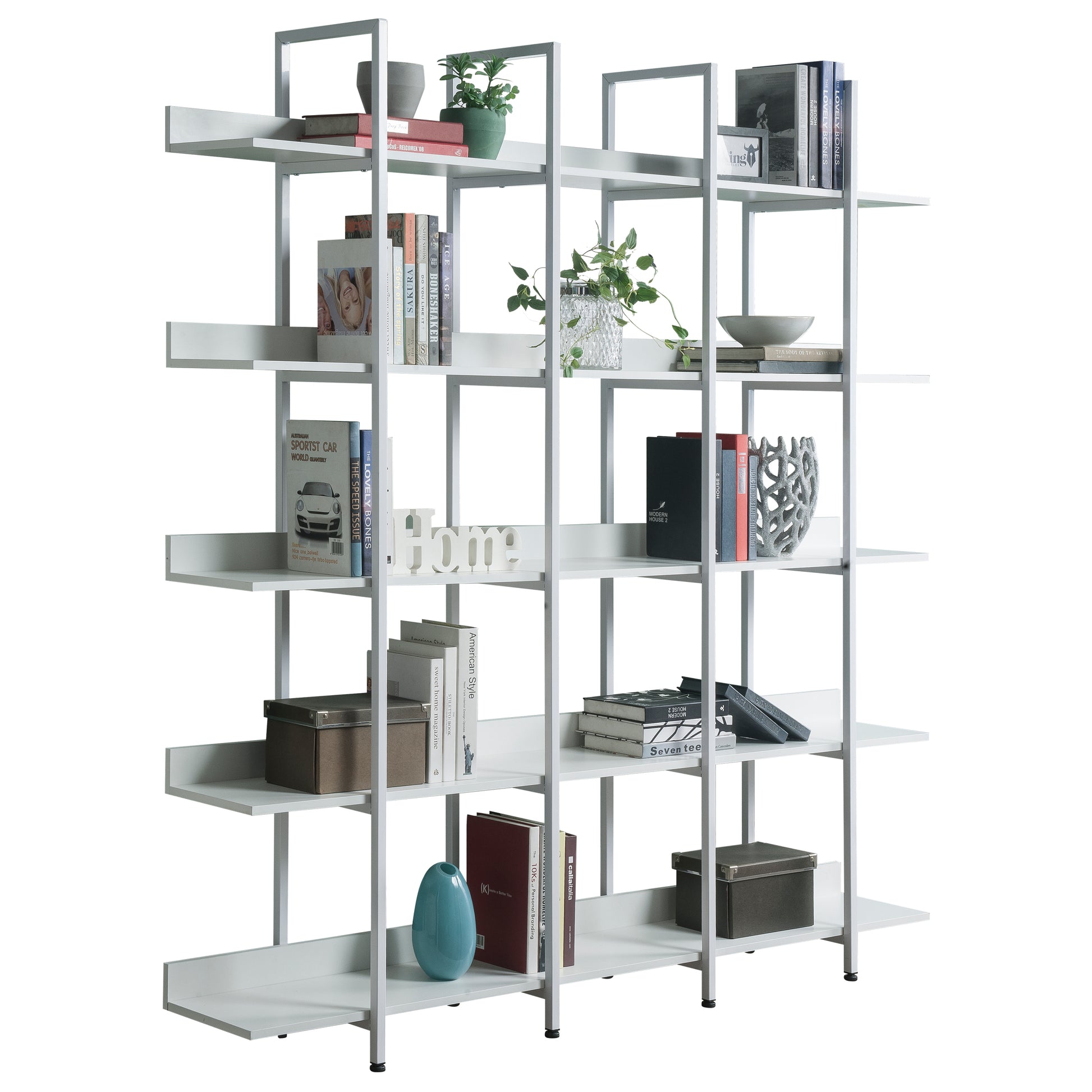Vintage Industrial Style 5-Tier Bookcase Shelf with Metal Frame
