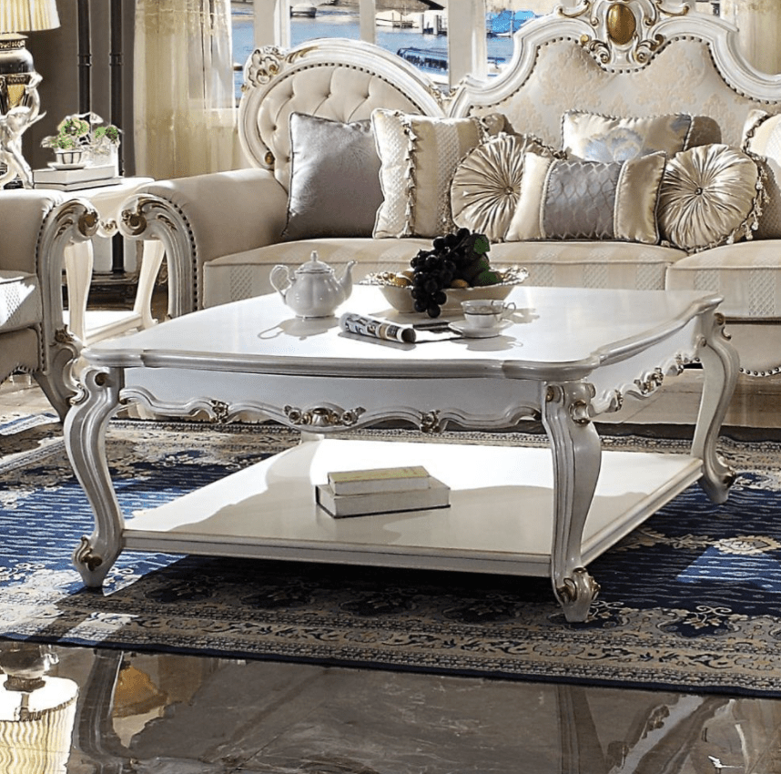 Picardy Solid Wood Coffee Table in Antique Pearl