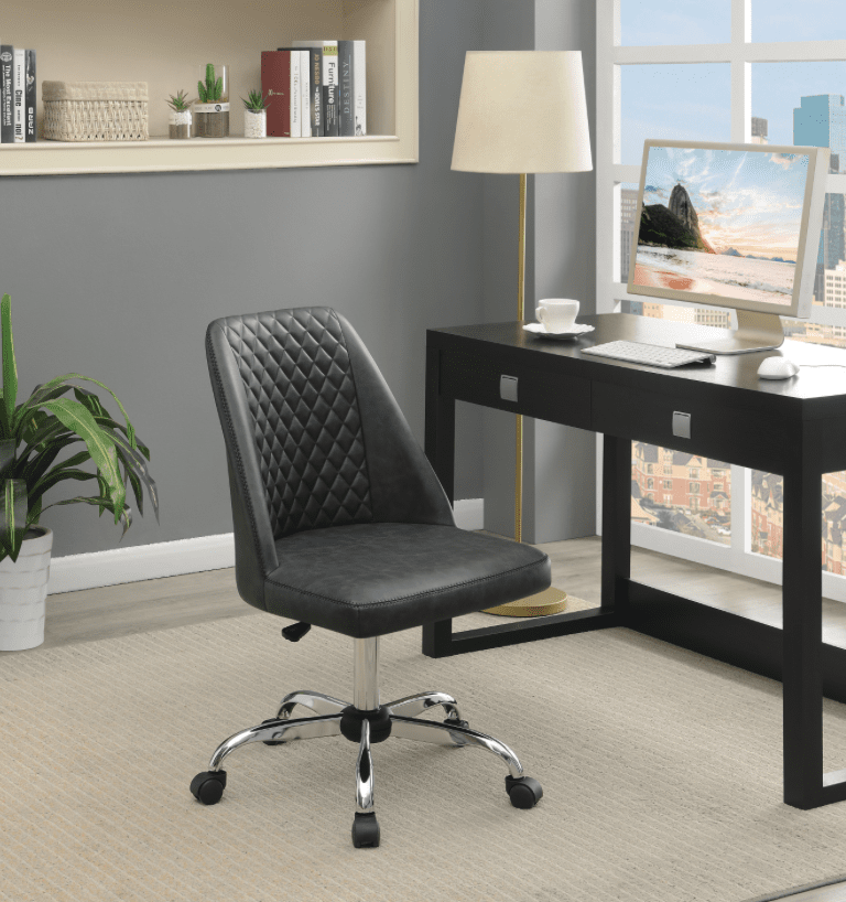 Upholstered Diamond Tufted Back Office Chair Grey And Chrome