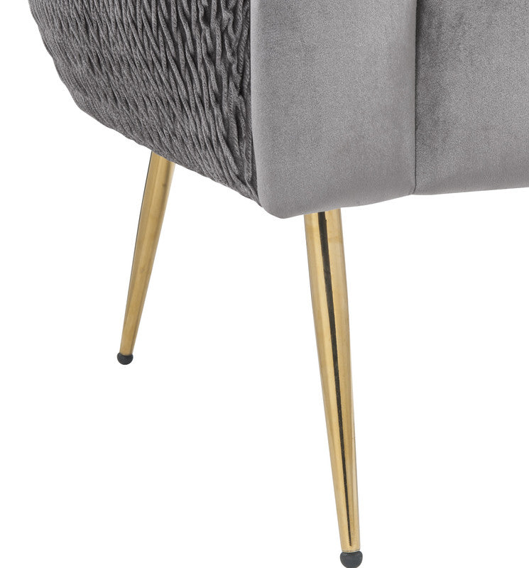 Natalie Gray Velvet Barrel Accent Chair with Metal Legs On-Site