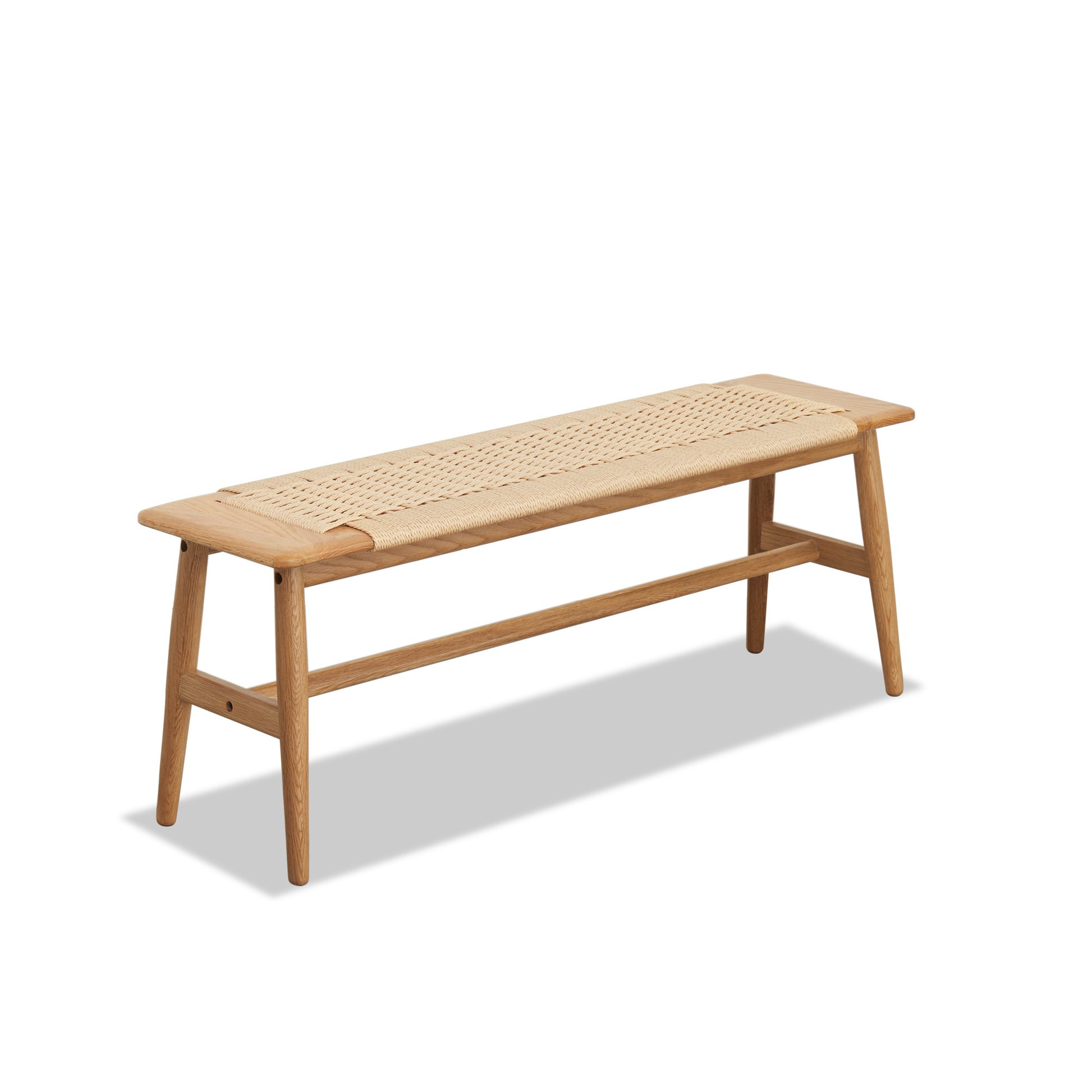 Woven Design Natural Solid Oak Wood Bench