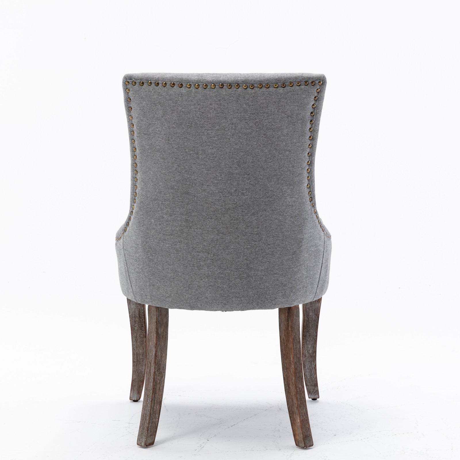 A&A Furniture Dining Chairs with Thickened Padded Seats & Weathered Legs Set of 2 - Gray