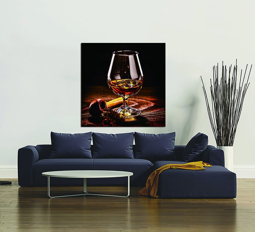 Oppidan Home "Pipe and Tasting Glass" Acrylic Wall Art 40"H X 40"W