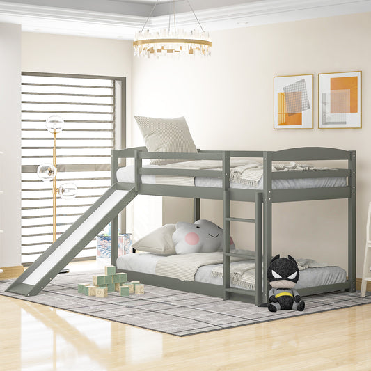 WM Store Twin over Twin Bunk Bed with Convertible Slide and Ladder