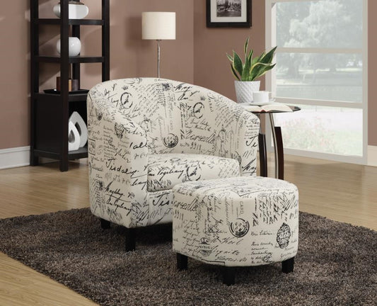 2-Piece Upholstered Accent Chair & Ottoman Off White