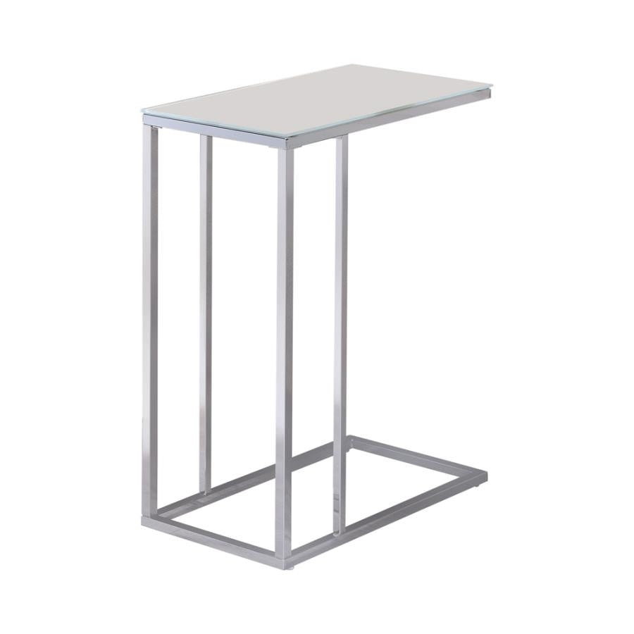 Glass Top Accent Table Chrome & White