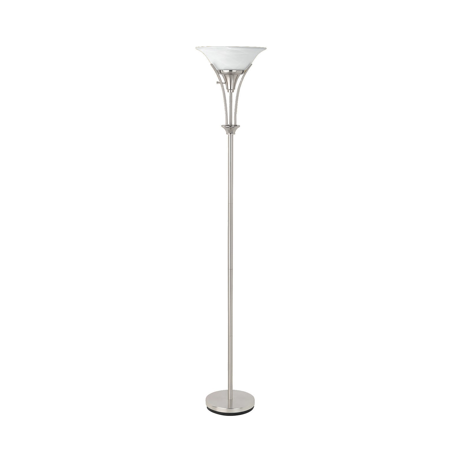 Floor Lamp With Frosted Ribbed Shade Brushed Steel