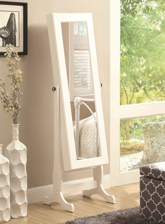 Alexa White Jewelry Cheval Mirror with Storage