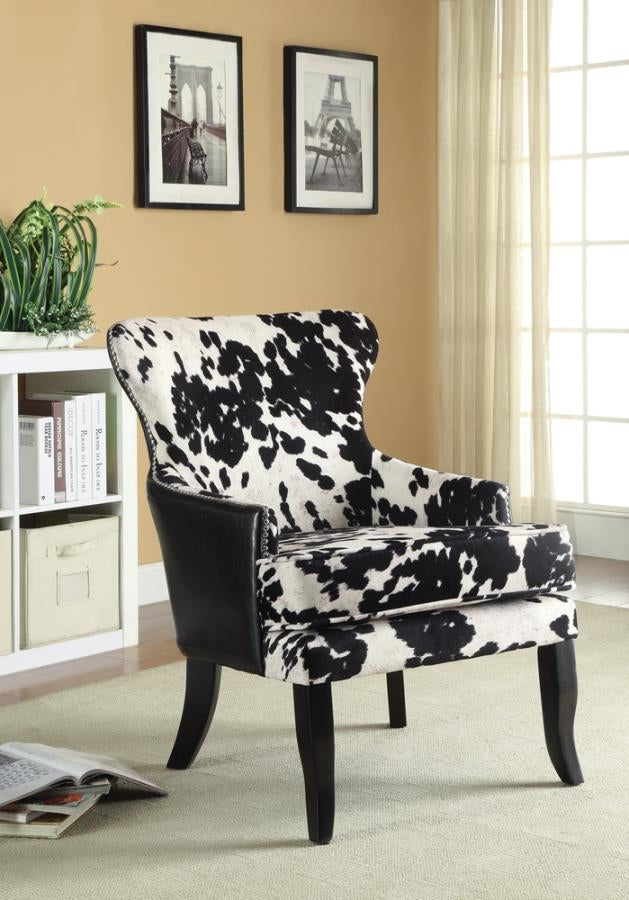 Cowhide Print Accent Chair Black & White