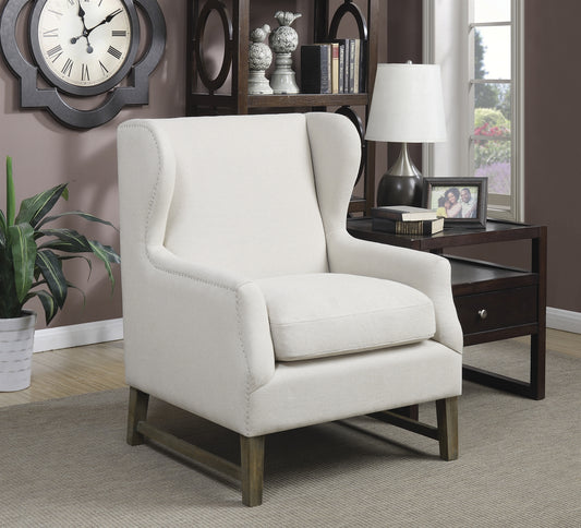 Classic Cream Linen Wingback Accent Chair