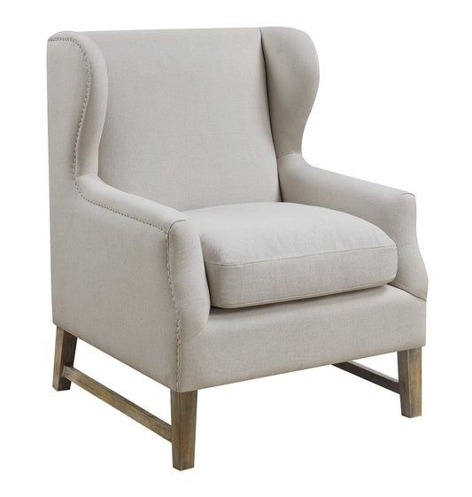 Classic Cream Linen Wingback Accent Chair