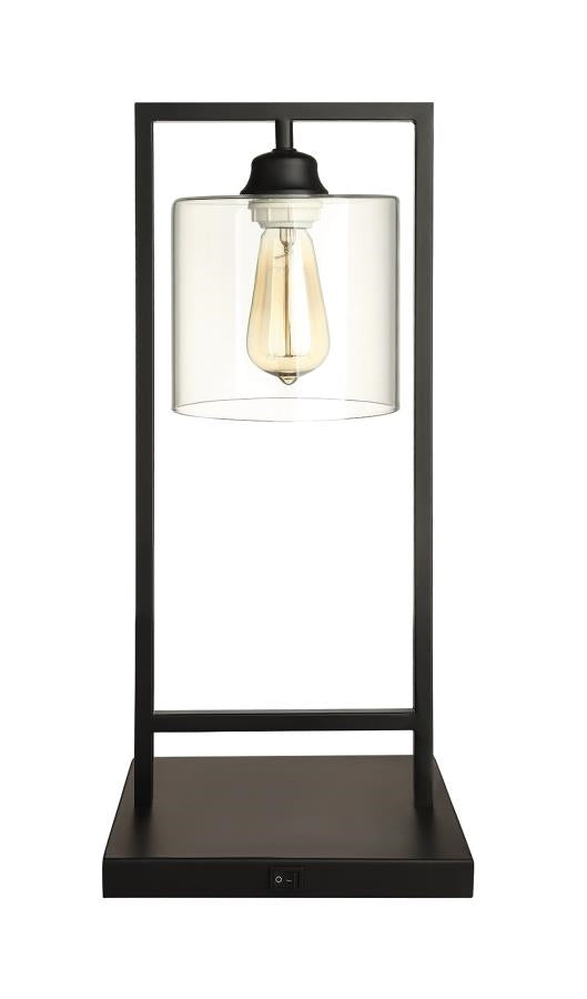 Glass Shade Table Lamp Black
