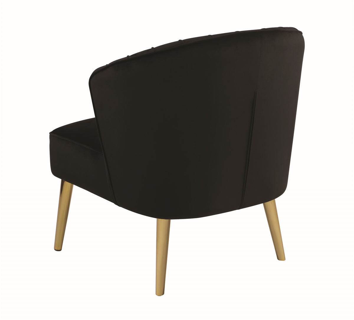 Shena Black Velvet Accent Chair with Brass Legs