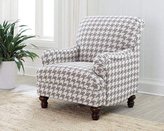 Ellena Light Gray Hounds Tooth Pattern Accent Chair
