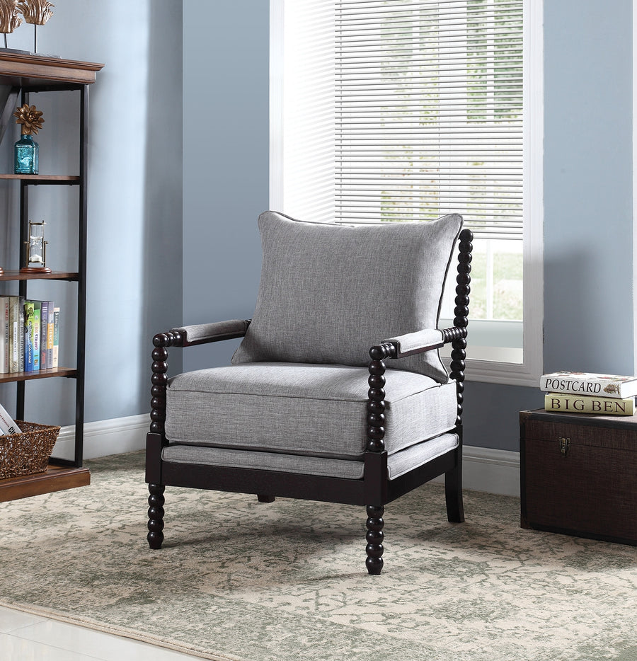 Megan's Grey Linen Spindle Chair