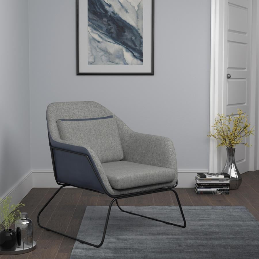 Grey-Blue Modern Mix of Texture Accent Chair