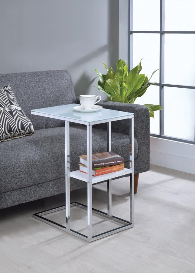 1-Shelf Accent Table Chrome & White