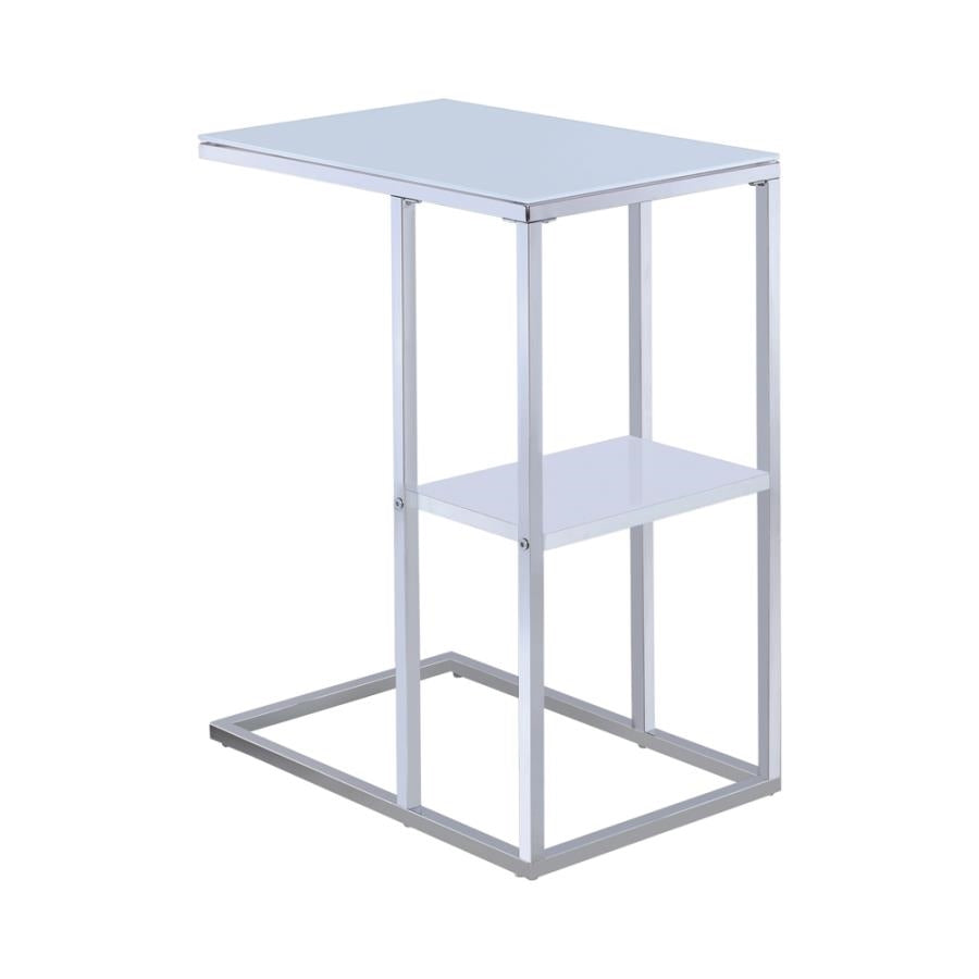 1-Shelf Accent Table Chrome & White