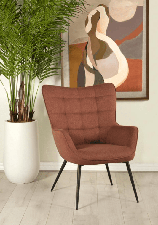 Upholstered Flared Arms Accent Chair with Grid Tufted