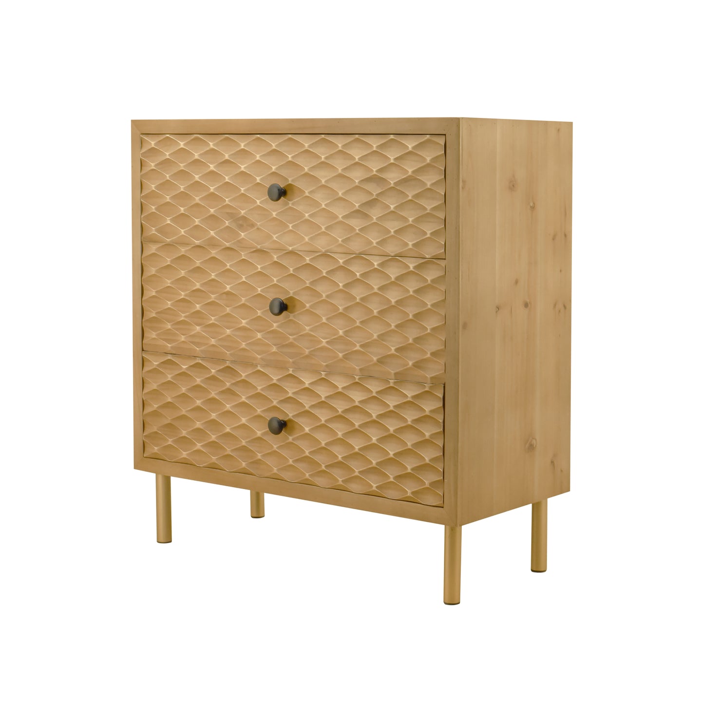 Wooden Accent Storage Cabinet with 3 Drawers, Bachelors Chest for Bedroom, Living Room