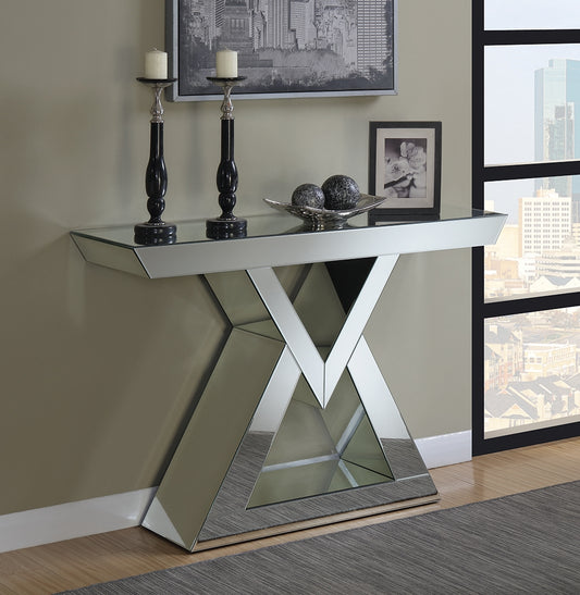 Noemi Triangle Base Mirrored Console Table