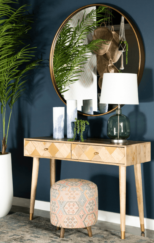 Solid Mango Checkered Console Table