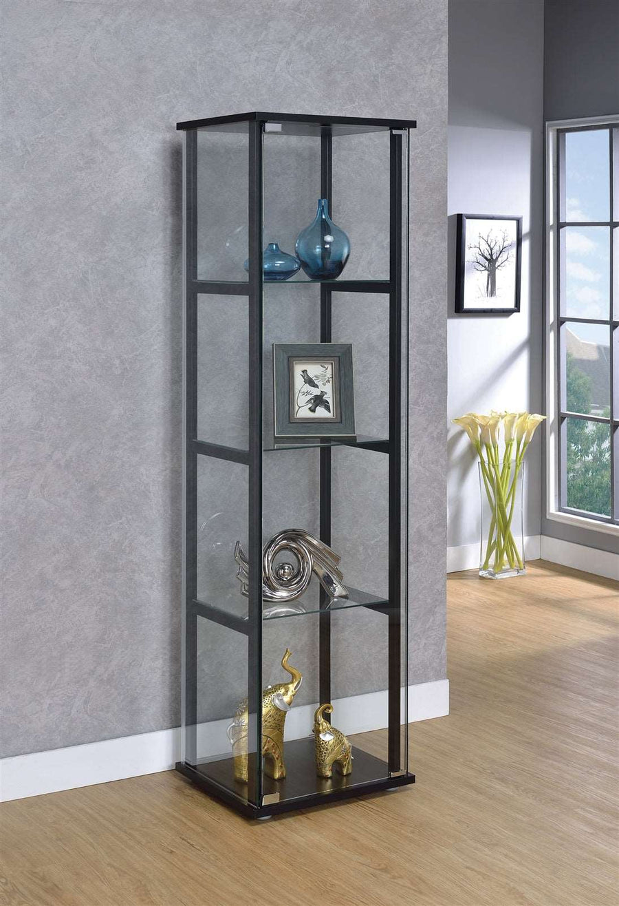 4-Shelf Glass Curio Cabinet Black And Clear