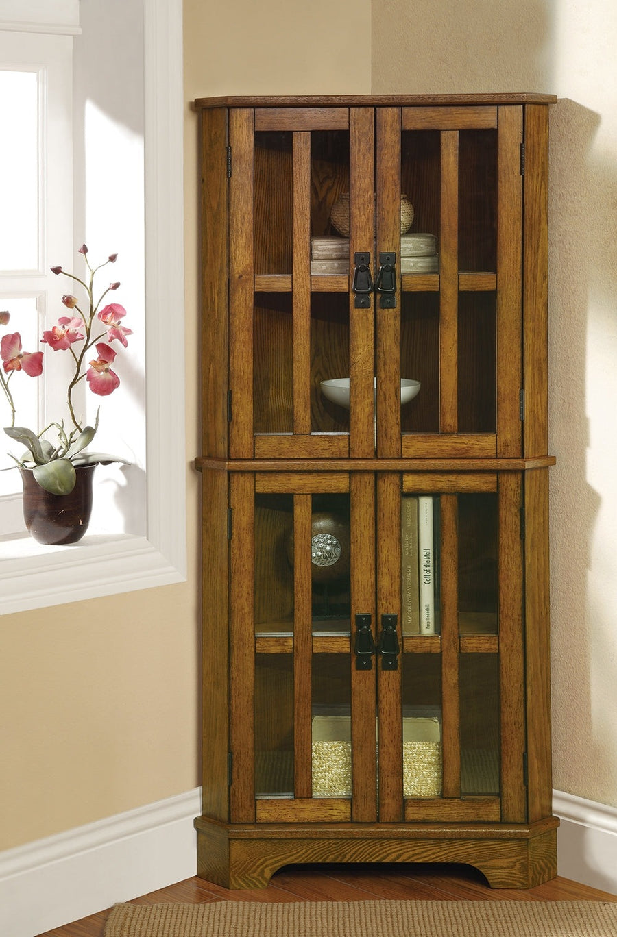 Reese Antique Brown Curio Cabinet