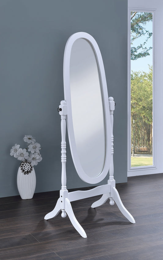 Oval White Cheval Mirror