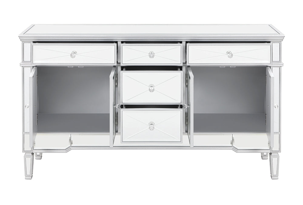 Jewel 5- Drawer Mirrored Accent Cabinet with Crystal Hardware