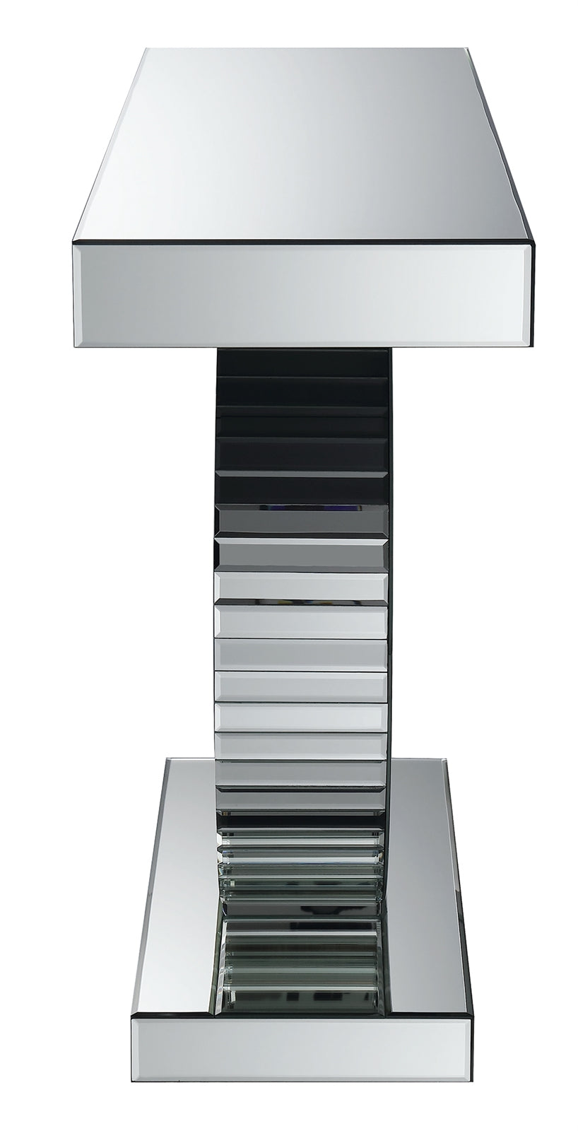 Josiah Circular Base Mirrored Console Table w- LED Lighting