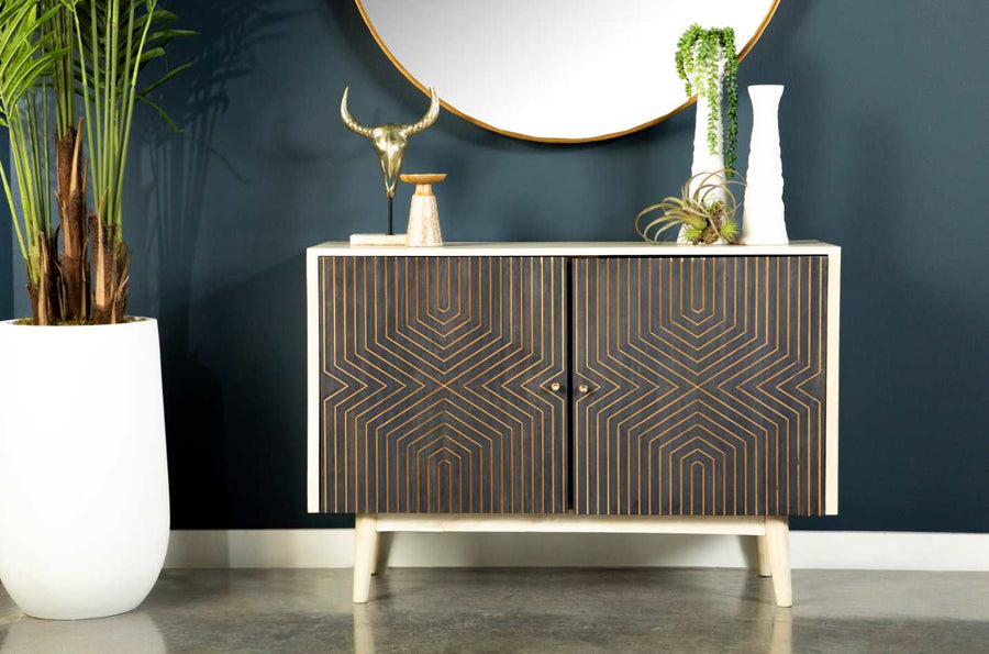 2-Door Accent Cabinet White Washed And Black