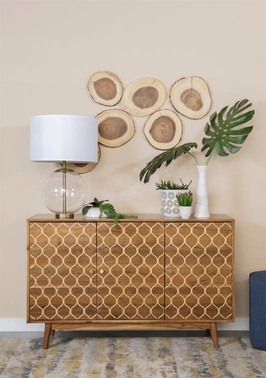Gold Mermaid Pattern Accent Cabinet