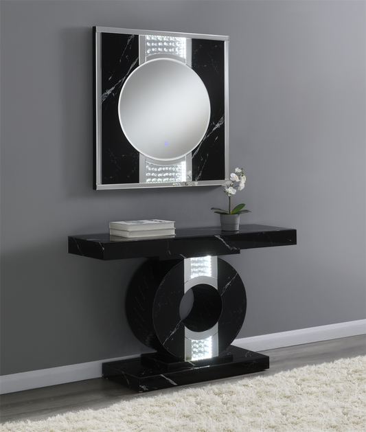 Geometric Console Table With LED Lighting Black