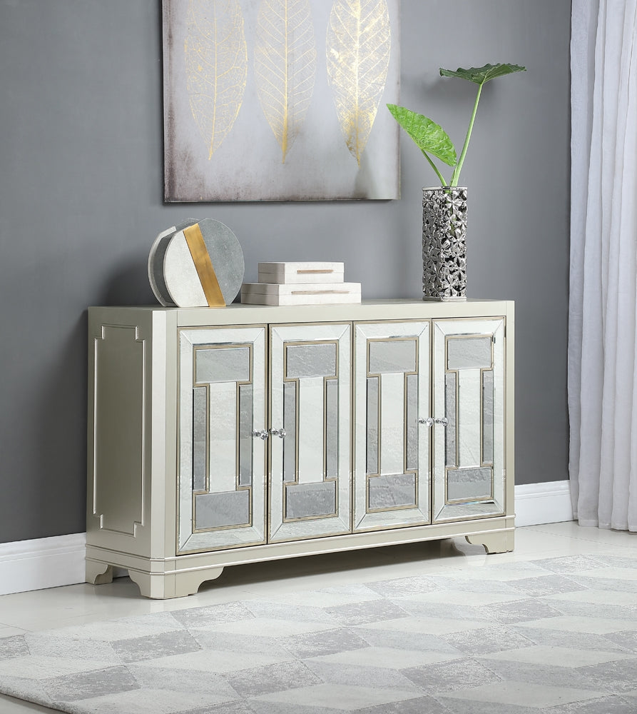 4-Door Accent Cabinet Smoke And Champagne