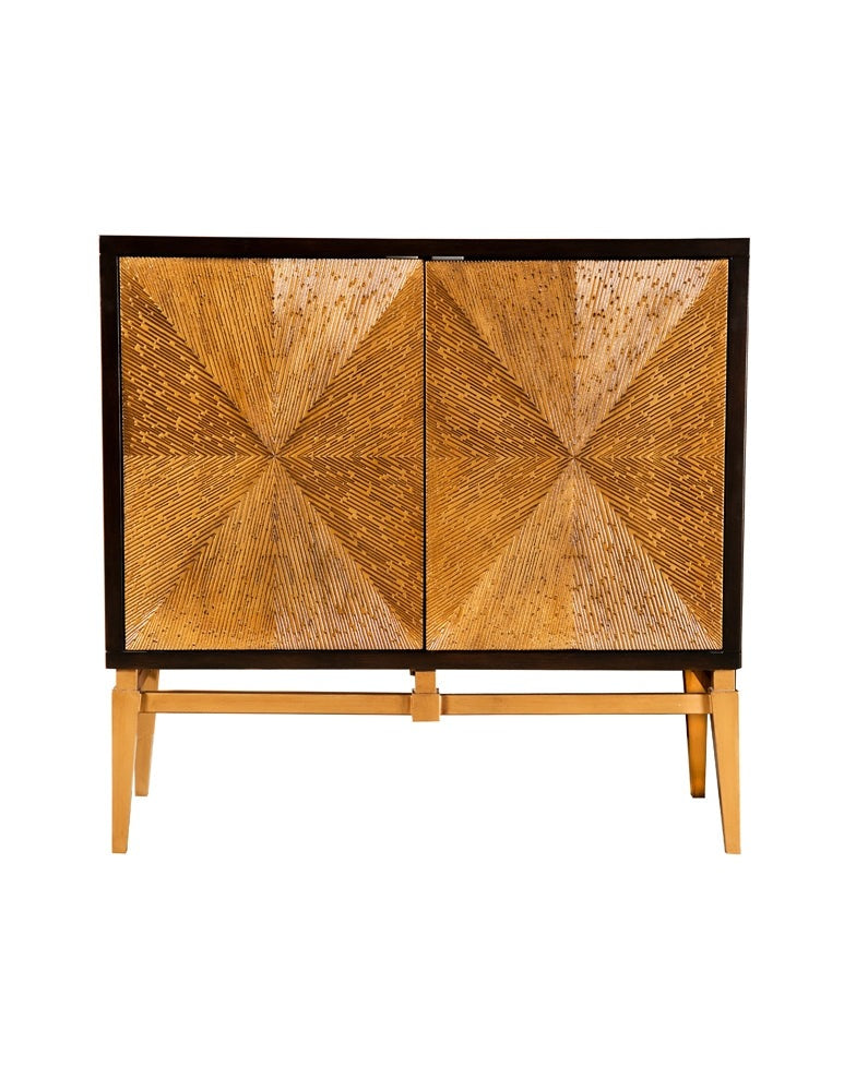 Sunburst 2-Door Accent Cabinet Brown And Antique Gold