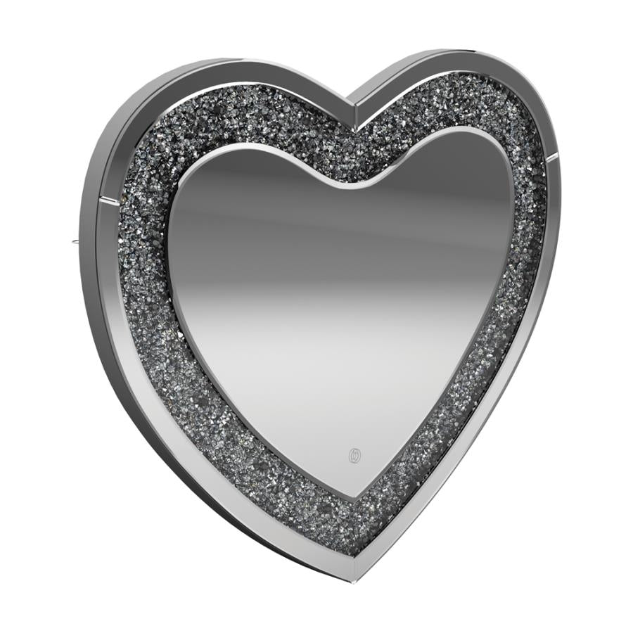 Heart Shape Wall Mirror Silver