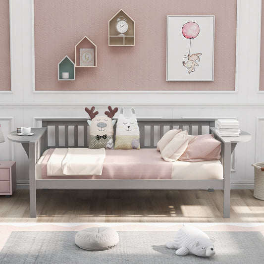 Homey Life Twin size Daybed, Wood Slat Support, Gray