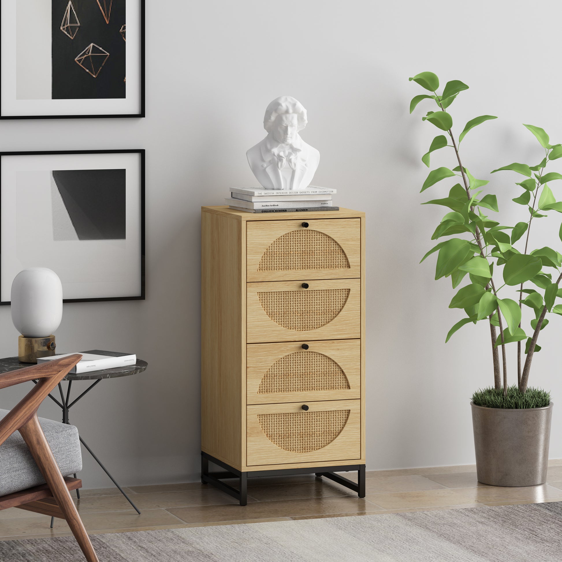Milestone Natural Rattan Cabinet with 4 drawers in Natural
