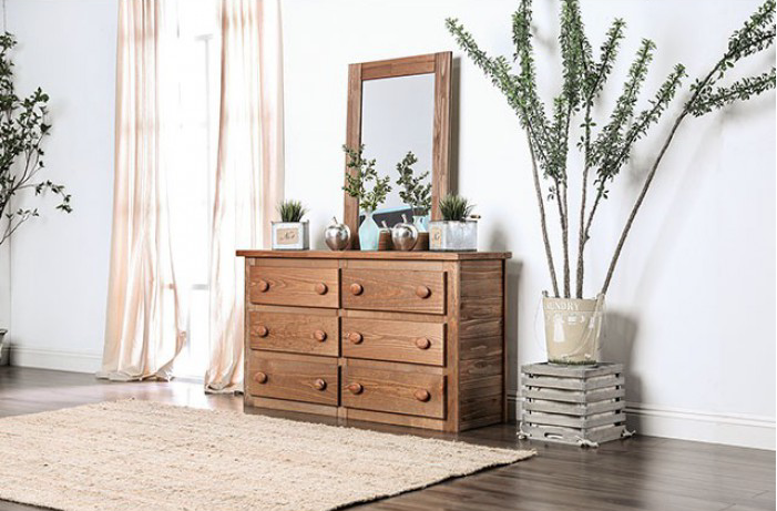 Arlette Rustic American Pine 6-Drawer Dresser