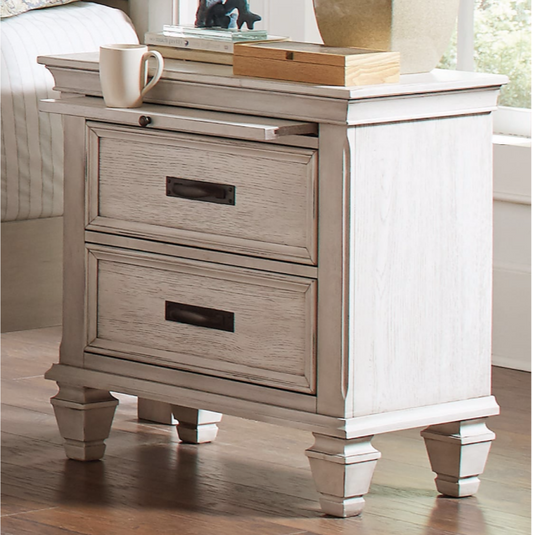 Franco Antique White Nightstand with Writing Tray