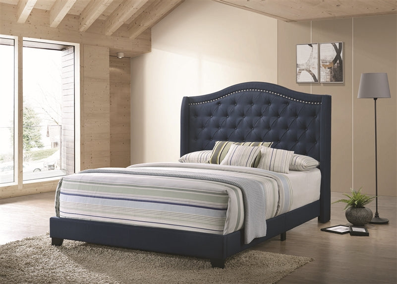 Arielle Camel Back Full Size Bed Navy Blue