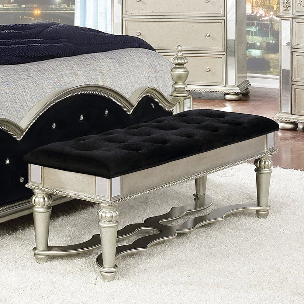Dania Euro Glam Style Bench with Mirror Accents