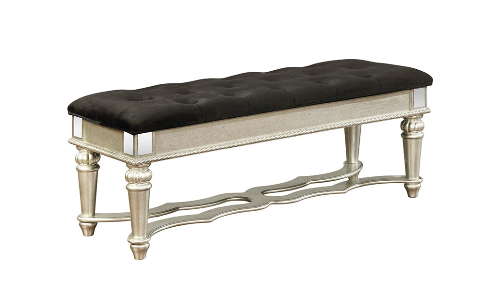 Dania Euro Glam Style Bench with Mirror Accents