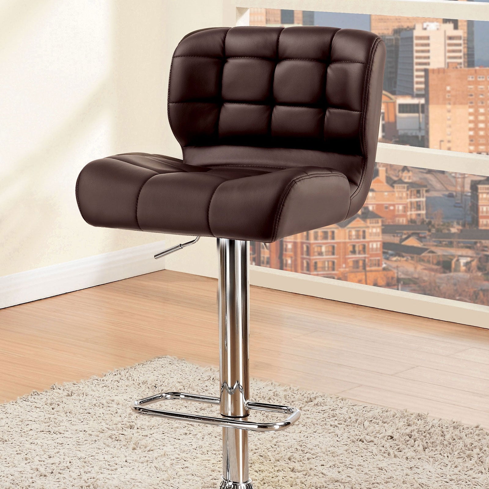 The Kori Brown Leatherette & Chrome Barstool