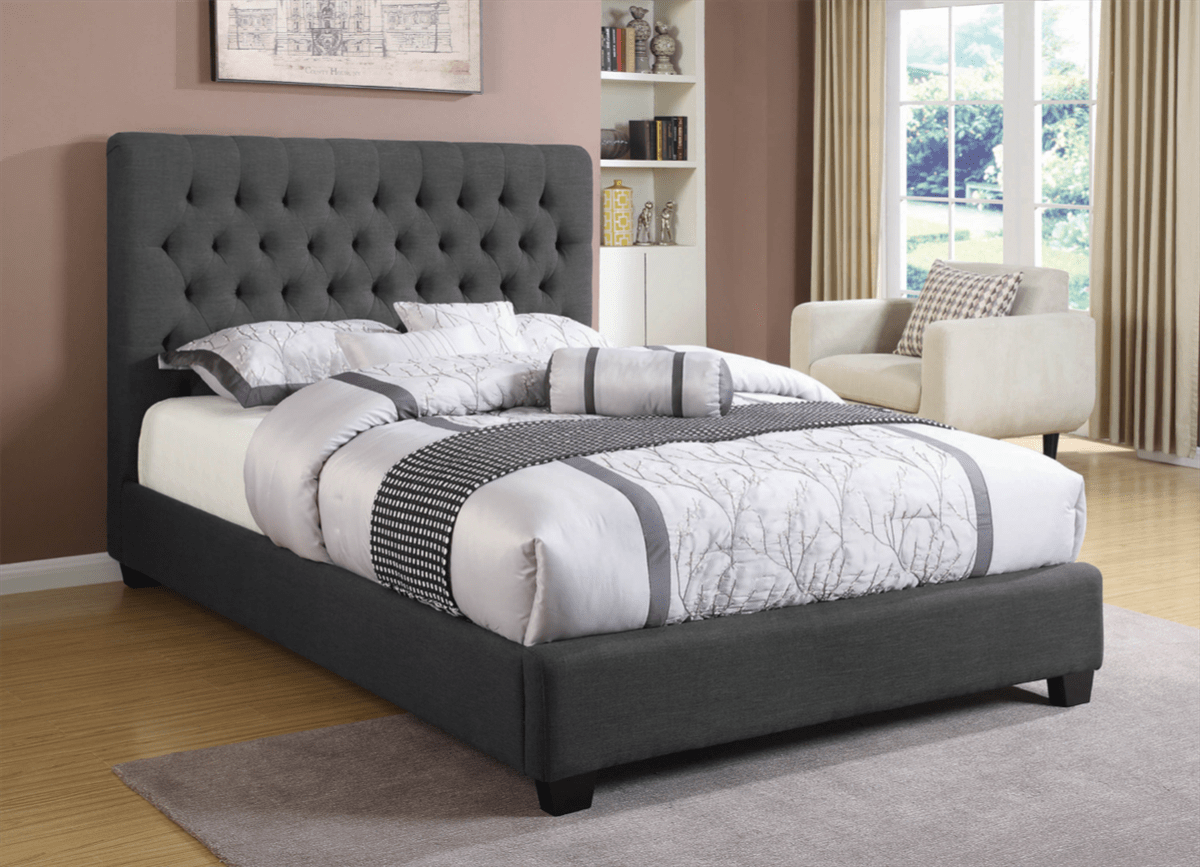 Jillian Charcoal Gray Tufted Full Size Bed