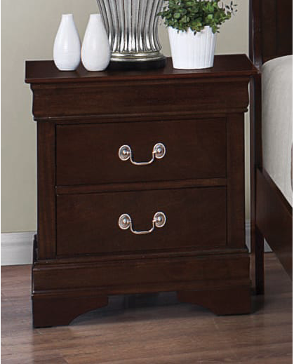 Wyoming Cappuccino Finish Nightstand w- Silver Bail Handles